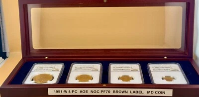 1991-W  4-COINS SET GOLD EAGLE NGC  PF70  ULTRA CAMEO BROWN LABEL - Image 1 of 4