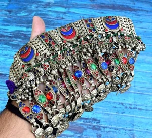 Largo Alta Calidad Gargantilla Kuchi Afgana Collar Joyería Tribal Danza Multicolor - Imagen 1 de 5