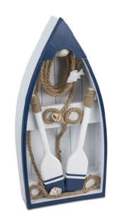 formano Boot mit Paddel 16x7x34cm aus Holz gefertigt, handbemalt, BLAU 565938 - Bild 1 von 1