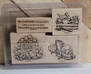 Estampin' Up PARA PADRE PERRO BOTAS HERRAMIENTAS DE TRABAJO MANZANAS 4 PIEZAS Bloque de madera Estampilla de goma - Imagen 1 de 5