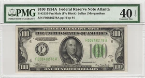 Fr.2153-F 1934A Atlanta $100 Federal Reserve Note PMG XF 40 EPQ - Picture 1 of 2