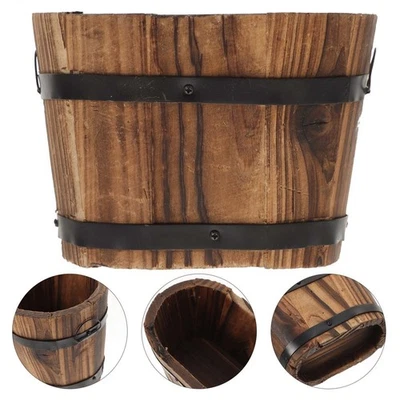  Solid Wood Flowerpot Planter Gardening Container Household Decor - Image 1 of 4