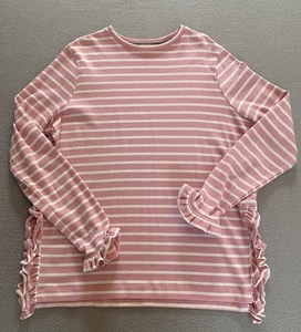 TOP SUELO MUJER TALLA 12 ALGODÓN OTOÑO ROSA RAYAS VOLANTES GRUESO VER DETALLES - Imagen 1 de 9