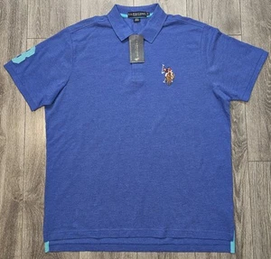 Vintage US Polo Assn Short Sleeve Chest Pique Polo Shirt Royal Blue Mens Size XL - Picture 1 of 9