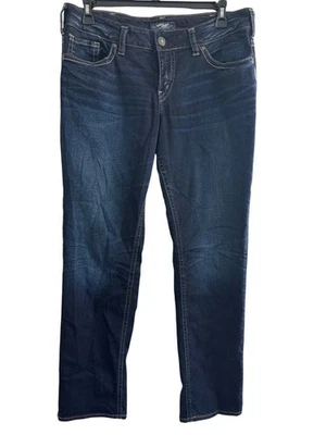 Silver Jeans Co. Suki Straight Womens Jeans Size 14 L32 Mid-Rise Dark Wash Denim - Image 1 of 4