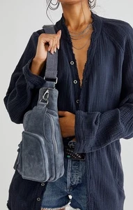 Bandolera FREE PEOPLE Collection Hudson en gamuza gris - Nueva con etiquetas - Imagen 1 de 9