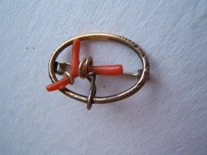 ANTIQUE VICTORIAN GOLD FILLED CORAL BRANCH PIN - Picture 1 of 5
