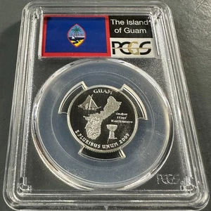 2009-S 25C Guam, SILVER PROOF US Territory Quarter, PCGS PR70 DCAM (85941) - Picture 1 of 2