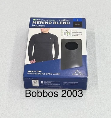 Paradox Camiseta de capa base de rendimiento de mezcla de merino con cremallera 1/4 para hombre, negro, talla L Foto 1 de 4