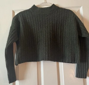 Madewell Women’s Mock Neck Crop Green Sweater Size XXL - Picture 1 of 7