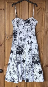 Zara black and white floral strappy sleeveless stretchy cotton dress, L - Picture 1 of 7
