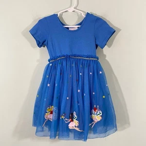 Hanna Andersson Girl's Blue Fairies Applique Tutu T-shirt Dress Size 4  - Picture 1 of 8