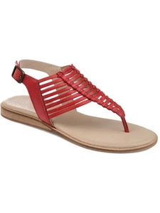 JOURNEE Womens Red Fishbone Traction Davis Wedge Leather Slingback Sandal 7 M - Picture 1 of 11