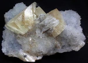 CALCITE CUBES W/ CORAL CHALCEDONY ON MM QUARTZ MATRIX MINERALS SPECIMENS - Picture 1 of 5