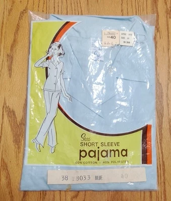 De Colección SEARS Conjunto de Pijama Azul 2 Piezas Pantalones Manga Corta Prendas para Dormir Talla 40 EE. UU. Nuevo Foto 1 de 4