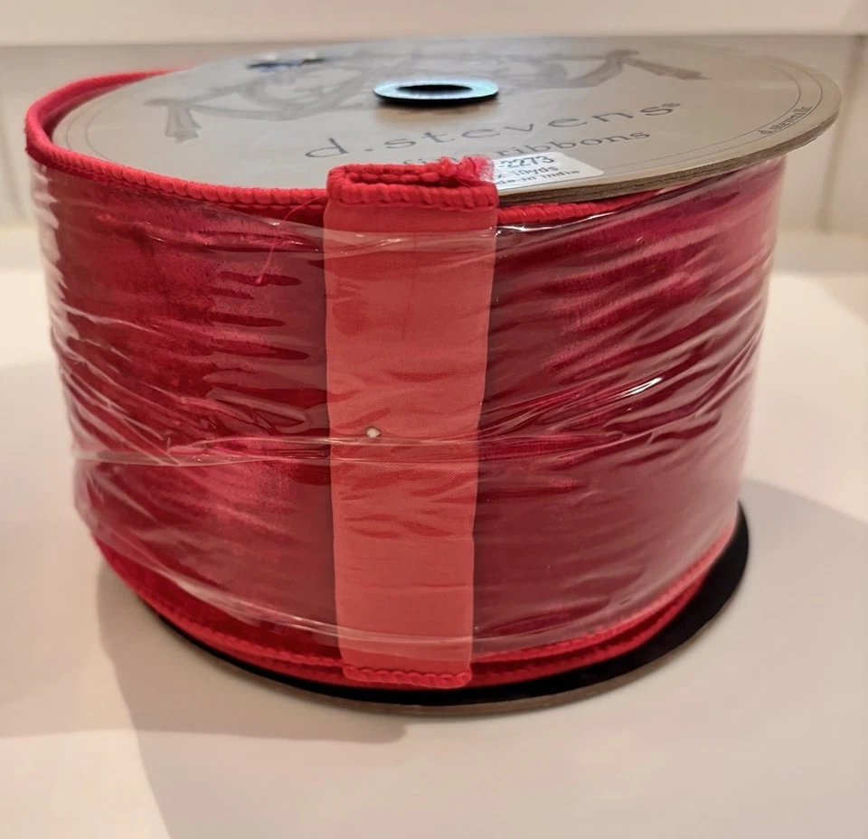 Nuevo Sellado D.Stevens Terciopelo Rosa Caliente 4" X 10 Yardas Cinta Borde Alambre Foto 1 de 4