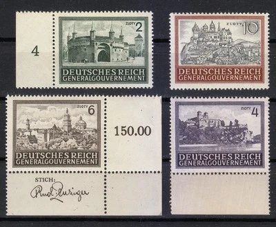 Poland Occupation - Post Osten 1943 MNH Mi 113-116 Sc N100-N103 Architecture ** - Image 1 of 2