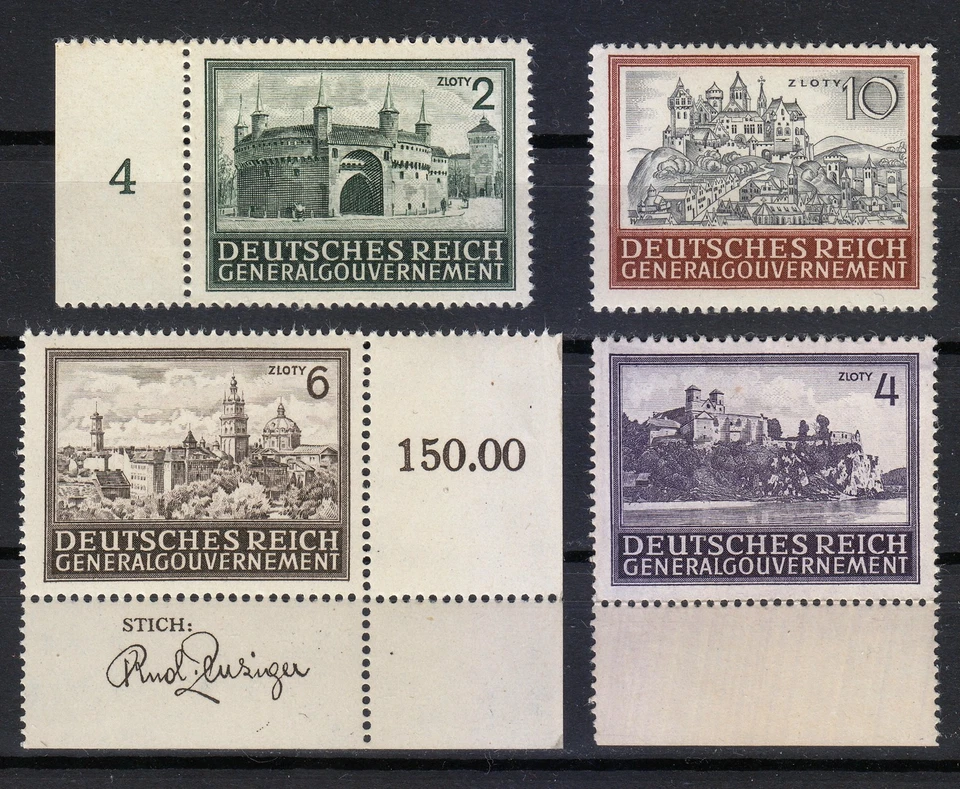 Poland Occupation - Post Osten 1943 MNH Mi 113-116 Sc N100-N103 Architecture ** - Image 1 of 2