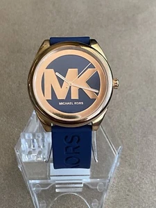 Michael Kors Janelle MK-7140 Navy Blue Strap and Gold Bezel Women's Watch - Picture 1 of 8