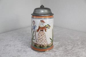 Rastal Holsten Brauerei Fayence Krug Walzenkrug Kutsche Zinn 1990 Handgemalt - Bild 1 von 7