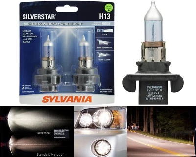 Sylvania Silverstar 9008 H13 65/55W Two Bulbs Head Light Dual Beam Upgrade Stock - Image 1 of 4