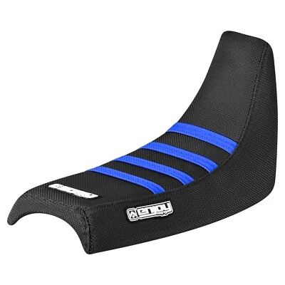 Cubierta de asiento con pinza de tracción alta Yamaha PW 50 todo NEGRA con costillas TM AZUL #91 Foto 1 de 4