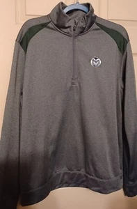CSU Rams Pullover Hombres L Colorado State University 1/4 Cremallera Camisa Chaqueta Gris - Imagen 1 de 3