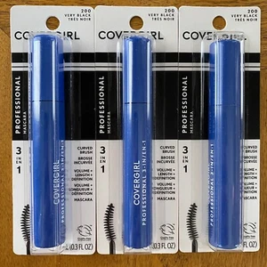 3x CoverGirl 3-in-1 Professional Mascara 200 Very Black Volume Length Definition - Picture 1 of 2