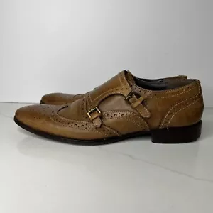 Vero Cupio Italian Leather Men’s Shoes Size 8 Vintage Double Monk Strap Oxford - Picture 1 of 12