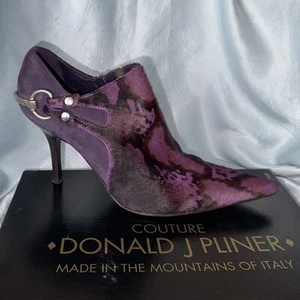 Donald Pliner Cher Purple Animal Print Exotic Hair Ankle Bootie MO95 9.5 - Picture 1 of 11