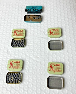 5 Vintage Split Shot Sinker Tins - Ideal & Horrocks Ibbotson Best Little Sinkers - Image 1 of 4