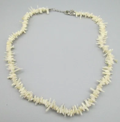 White Coral Branch Necklace Surfer Unisex 18" VTG Estate - Image 1 of 4
