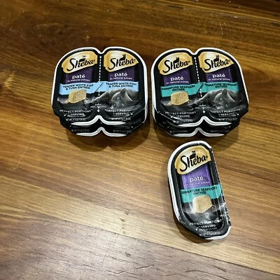 Sheba Pate White Fish & Tuna & Signature Seafood Cat Food 4 Twin Pack Qty 8 - Image 1 of 4