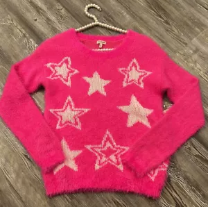 NWT Juicy Couture Girl’s Hot Pink / White Stars Long Sleeve Knitted Sweater XL - Picture 1 of 12