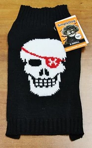 New Dog  Costume Black Pirate Red Eye Patch Sweater XS/S M/L - Picture 1 of 1