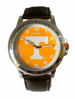 Reloj deportivo Tennessee Volunteers con correa cosida de cuero marrón-rico-nuevo en caja Foto 1 de 3