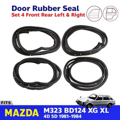 Door Rubber Seal Set 4 MAZDA M323 XG XL BD124 1981-84 - image 1 of 4