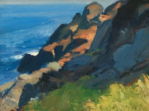 Hopper (Rocky Shore and Sea) - CANVAS or PRINT WALL ART - Picture 1 of 1