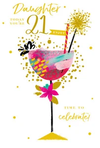 Daughter 21st Birthday Card 21 Today Cocktail Drink Happy Lovely Verse - Picture 1 of 2