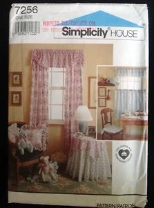 Pattern Simplicity 7256, cafe-curtains, valance, 18” bear, table skirt - Picture 1 of 2