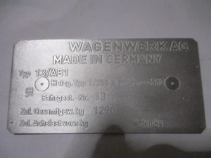 Placa de características placa para VW Golf? 1303 Tipo 13/AB1 S87 - Imagen 1 de 1