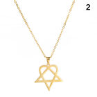 Classic simple Heartagram Star Heart Stainless Steel Pendant Necklace jewe*d*