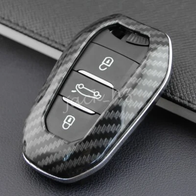 Carbon Fiber Smart Key Fob Case Cover For Peugeot 308 508 2008 3008 5008 Citroen - Image 1 of 4