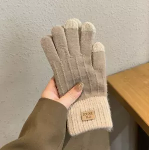 Gants Tactile Laine Chaud Unisexe Homme Femme Hiver Gris Tricotés Thermiques - Imagen 1 de 3