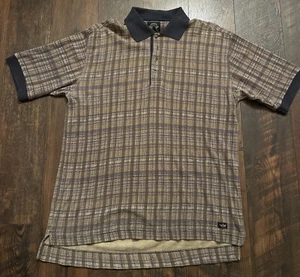 Camisa polo vintage Dockers M mediana para hombre bronceada beige a cuadros manga corta algodón - Imagen 1 de 9