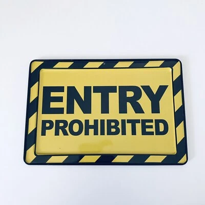 Entry Prohibited Sign Plate yellow black sinage metal 17x11.5x0.4cm warning pub - image 1 of 4