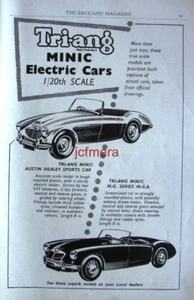 1958 Tri-ang MINIC Electric Cars AD M.G.A. & Austin Healey Sports - Print ADVERT - Picture 1 of 1