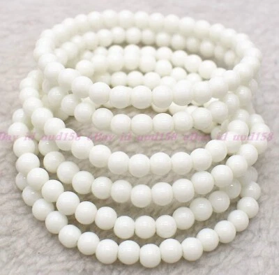 批发批量6件装天然瓷玉6毫米7.5英寸水晶弹力手链 — 第 1/3 张图片