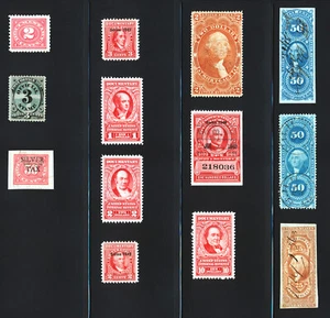 United States Revenue Stamps Scott No. R60A, R58C, R44A, R82C, R508, R672, RG11 - Picture 1 of 1
