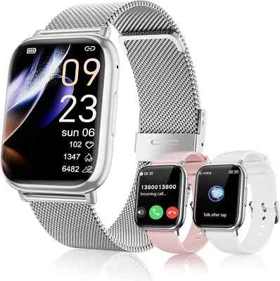 MARKENLOS Smartwatch Damen Herren mit Telefonfunktion Armbanduhr für iPhone Samsung Huawei